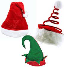 Amazon Com Set Of 3 Holiday Christmas Hats Plush Santa Hat Felt Elf Hat W Bells Red Coil Santa Hat By Funny P Christmas Hat Elf Hat Christmas Tree Hat