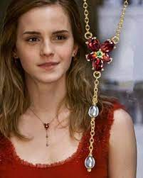 Hermione Red Flower Crystal Necklace Harry Potter Jewelry Harry Potter Hermione Granger Red Crystal Necklace