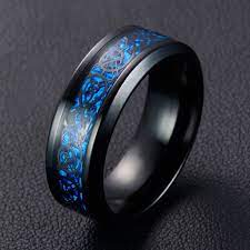 Blue Celtic Dragon Titanium Stainless Steel Men S Women S Wedding Band Rings Rings Mens Wedding Bands Rings For Men Mens Jewelry
