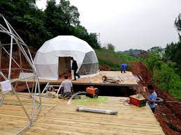 Geodesic Dome Tent Installing By Bdir Team Dome Tent Geodesic Dome Tent Glamping