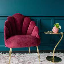 sienna claret velvet shell chair scalloped cocktail chair quirky furniture shell chair cocktail chair