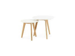 Tables gigognes en bois et en fer vendu dans la categorie tables. Lot De 2 Tables Gigognes Rondes En Bois Blanc Et Naturel Baltic Vente De Table Basse Conforama