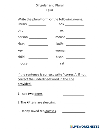 Free grammar worksheets for grade 1, grade 2 and grade 3, organized by subject. Singular And Plural Nouns Online Exercise For Grade 3