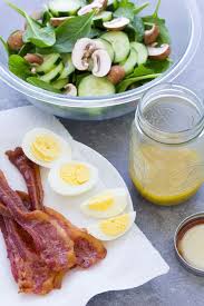 I wanted to skip the oil until watched the video cut bacon with kitchen shears. Spinach Salad With Bacon And Eggs Kristine S Kitchen