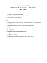 Dalam persamaan irasional, kita umumnya diharuskan untuk menentukan penyelesaian, yaitu nilai pengganti variabel yang membuat persamaan yang bersangkutan menjadi benar. Soal Pertidaksamaan Rasional Dan Irasional Pdf