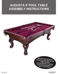 Augusta 8 Ft Non Slate Pool Table In Mahogany Manual Pool Table Slate Pool Table Pool Table Assembly