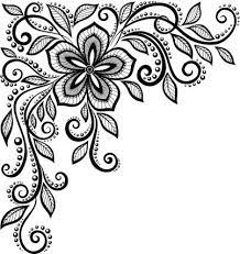 Beautiful Blackandwhite Lace Flower In The Corner Vector Art 184907013 Black And White Flowers Flower Drawing Embroidery Patterns