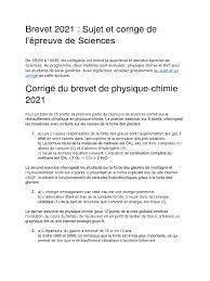 Article RTL - Corrigé de L'épreuve de Sciences - Brevet 2021 (1) - Converti  | PDF | Méthane | Photosynthèse