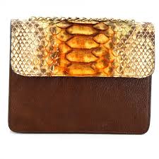 Femme portefeuille cuir pochette fermeture éclair sac grand capacité carte poche. Pochette Pour Femme Faite Main En Bandouliere En Cuir Python Marron Orange Couleur Marron