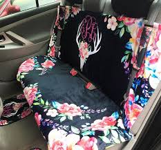 Car Seat Cover Back Seat Car Cover Deer Skull Flowers Antler Back Seat Car Covers Cute Car Accessories Car Seats