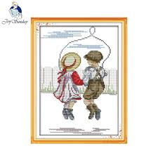 Us 4 66 47 Off Joy Sunday Figure Style Rope Skipping Innocence Cross Stitch Charts Free Needlepoint Patterns Online For Kids In Package From Home