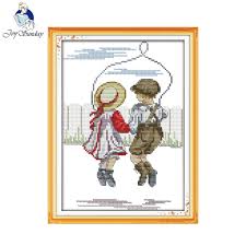 us 4 66 47 off joy sunday figure style rope skipping innocence cross stitch charts free needlepoint patterns online for kids in package from home