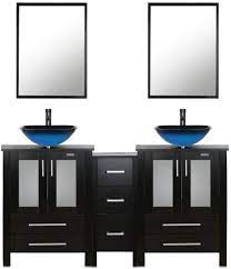 Lighted mirrors using led lights give a bathroom a center focal point while also incorporating a sleek and chic look, regardless of the size and layout of your bathroom lighted vanity. Buy 60 Black Bathroom Vanity Double Vanity 0 5 Tempered Glass Vessel Sink Sea Blue Orb Faucet Drain Parts Bathroom Vanity Top Glass Sink Bowl Removable Vanity Pedestal Mdf Board Mirror Mounting Ring Online In Turkey B07nbhcskt