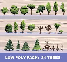 24 Trees Pack 3d Model Low Poly Art Cartoon Trees Environment Concept Art
