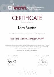 The mission of wealth management associates is to help our clients reach their financial goals in a manner consistent with their values, beliefs and risk tolerance. Associate Wealth Manager Awm Azek Swiss Training Centre For Investment Professional