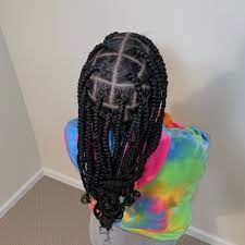Lexy On Instagram My Favorite Style To Do As Of Right Now Jumbo Knotless Braids With Curled En Braids With Curls Colored Box Braids Box Braids Medium Length