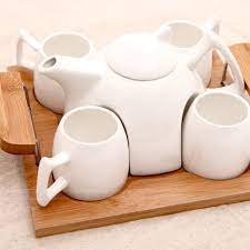 High Grade White Porcelain Tea Set Include 1 Pot 4 Cups 1 Tray Porcelain Tea Set Tea Set Wholesale Tea