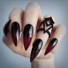 Almond Black And Red Ombre Nails Red Black Gothic Nails Perfect10customnails Goth Nails Almond Acrylic Nails Gothic Nails