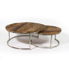 table basse gigogne ronde bois recycle style brut pieds metal gris table basse table basse gigogne table basse bois