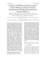 How are necessary funds acquired and finances managed? Pdf The Roles Challenges Improvement Of Project Manager In Project Financial Management In Building Development In Penang Malaysia