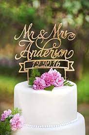 Amazon Com Mr And Mrs Custom Name And Date Wedding Cake Topper Handmade Wedding Cake Toppers Custom Cake Toppers Cake Toppers