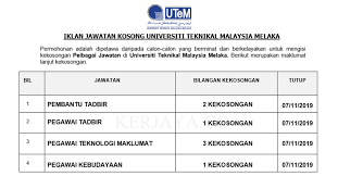 Info kerja kosong kerajaan dan swasta. Universiti Teknikal Malaysia Melaka Kerja Kosong Kerajaan
