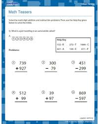 Math Teasers Free Critical Thinking Worksheets For 2nd Grade Critical Thinking Educational Worksheets Teaser