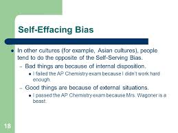 Create your own flashcards or choose from millions created by other students. Self Effacing Bias Psychology Definition