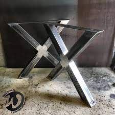 pied de table haute ou basse design en acier pieds metallique en x realisation sur mesure table de salon table a ma pieds de table pied table acier acier