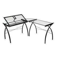Studio Designs Futura Glass L Shape Drafting Table Wayfair In 2020 Drawing Table Drafting Table Design Studio