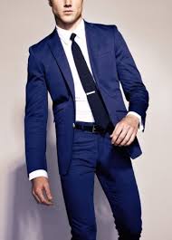 Navy blue suit blazer plaid men wedding dress bridegroom, isolated over white. Color In Menswear The Navy Blue Mens Suit