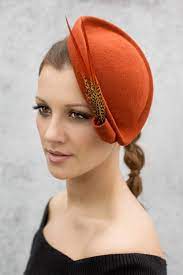 Burnt Orange Feather Cocktail Hat Cocktail Hat Millinery Hats Fancy Hats