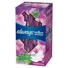 Always Radiant Heavy Flow Sanitary Pads Size 2 Light Clean