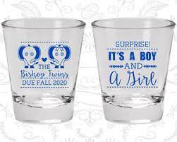 Baby Shower Shot Glasses Glass Favors 90026 Twins It S A Boy Girl Elephant Ebay