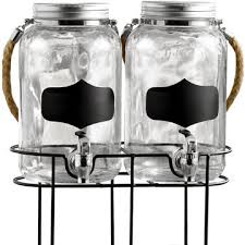 Gibson home bayfront summer 2.5 liter mason jar glass beverage dispenser. China Glass Cold Drink Dispenser Glass Jug Glass Jucie Jars With Metal Stand And Spigot For Parties On Global Sources Glass Juice Cans Glassware Drinking Glass