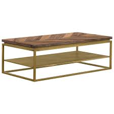 Thanks to its massive real estate, the chameau coffee table has plenty of space for everything from macarons to sandwiches. Faye Rustic Brown Wood Coffee Table With Shelf And Antique Brass Metal Base Sadler S Home Furnishings Cocktail Coffee Tables