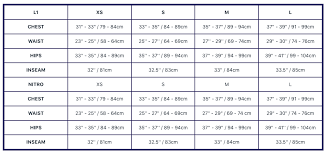 Measuring your chest size is an adequate way to determine what size garment you should be looking for. Size Chart Nitro Snowboards