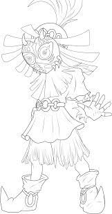 The main part of the mask is purple with some orange accents and bright orange eyes. Download Majoras Mask Link Coloring Pages Line Art Png Image With No Background Pngkey Com