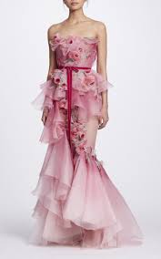 Ombre Tiered Silk Organza Gown By Marchesa Now Available On Moda Operandi Evening Gowns Organza Gowns Mermaid Evening Gown
