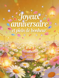 fleurs anniversaire scintillant - Image gratuite ✨ - JolieCarte
