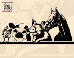 Excited To Share The Latest Addition To My Etsy Shop Farm Animals Svg Chicken Pig Cow Horse Peeking Clipart Download Png Farm Animals Animal Silhouette Art