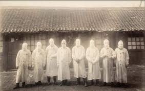 A photo of doctors who faced the plague ...