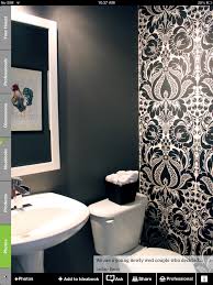 Black And White Accent Wallpaper Black And White Wallpaper In A Powder Room Wallpaper Accent Wall Bathroom Powder Room Small Bathroom Decor