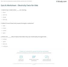 Oct 24, 2021 · so, we decided to take some of those moments and compile them all in this list of easy 80s trivia questions and answers to give you the most easiest round of trivia you've probably ever played. Quiz Worksheet Electricity Facts For Kids Study Com