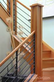 Wood And Metal Stair Hammer Like A Girl Stair Railing Design Wood Railings For Stairs Modern Stairs