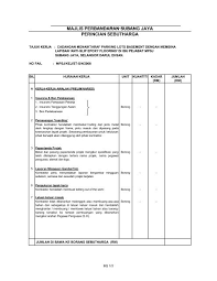 4.2 penyebut harga dikehendaki menandatangani borang akuan sebut h arga (borang 1) seperti yang dilampirkan bagi mengesahkan tawaran sebut harga. Bq Summary Parking Lots Mpsj Sistem Tender Dokumen