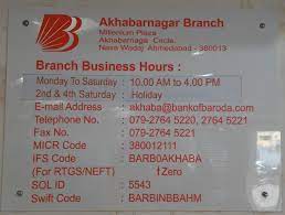 The above can be used for online funds transactions via neft, rtgs and imps to any baroda bank account. Bank Of Baroda Ifsc Code Ahmedabad Akhabarnagar