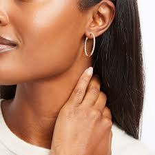 Diamond Inside-Out Hoop Earrings 1 ct tw 10K Yellow Gold