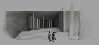 Earthquake Museum Entrance Arci312 Water Colour And Pen Over Revit Render Architecture Render Draw Architecture Drawing Architecture Rendering Architecture