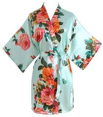 Peony Floral Silk Kimono Robe Bridal Bridesmaid Robes Dressing Gown For Women Light Blue At Amazon W Silk Kimono Robe Floral Silk Robe Kimono Robes Bridesmaids
